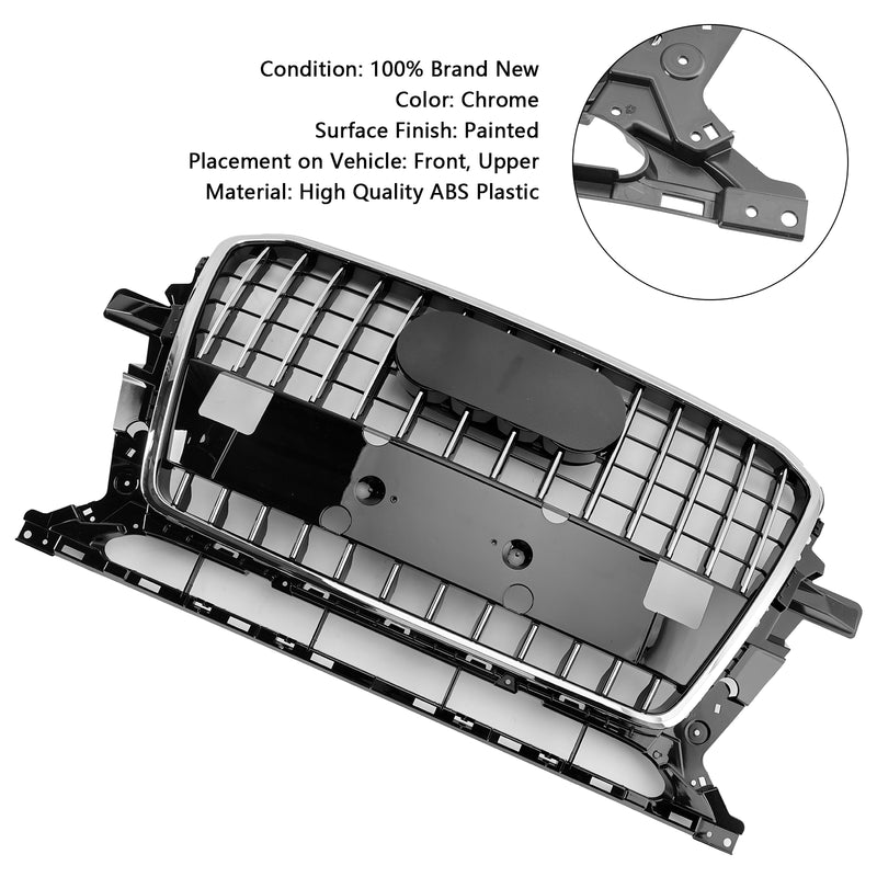 Chrome Front Mesh Sport Hex Grille Grill Fit Audi Q5 8R 2013-2017