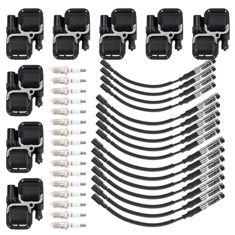 8x Ignition Coil+16xSpark plug +16x Wire Set UF359 For Mercedes-Benz C CL CLK ML Class