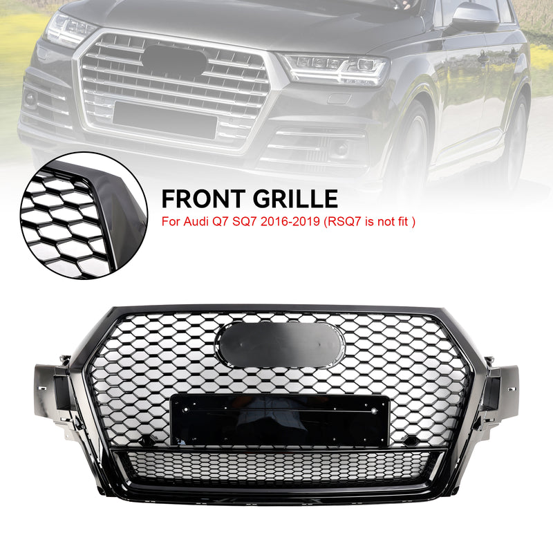 Gloss Black Front Bumper Radiator Vent Mesh Grille Grill Fit Audi Q7 2016-2019