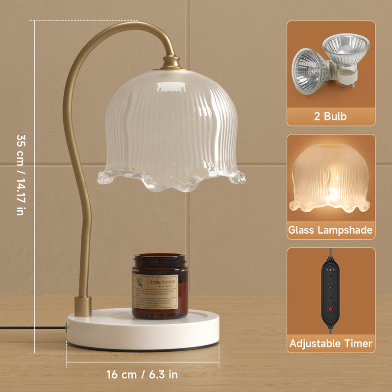 Dimmable Candle Warmer Lantern with Timer Candle Warmer Lamp with 2 Light Bulbs