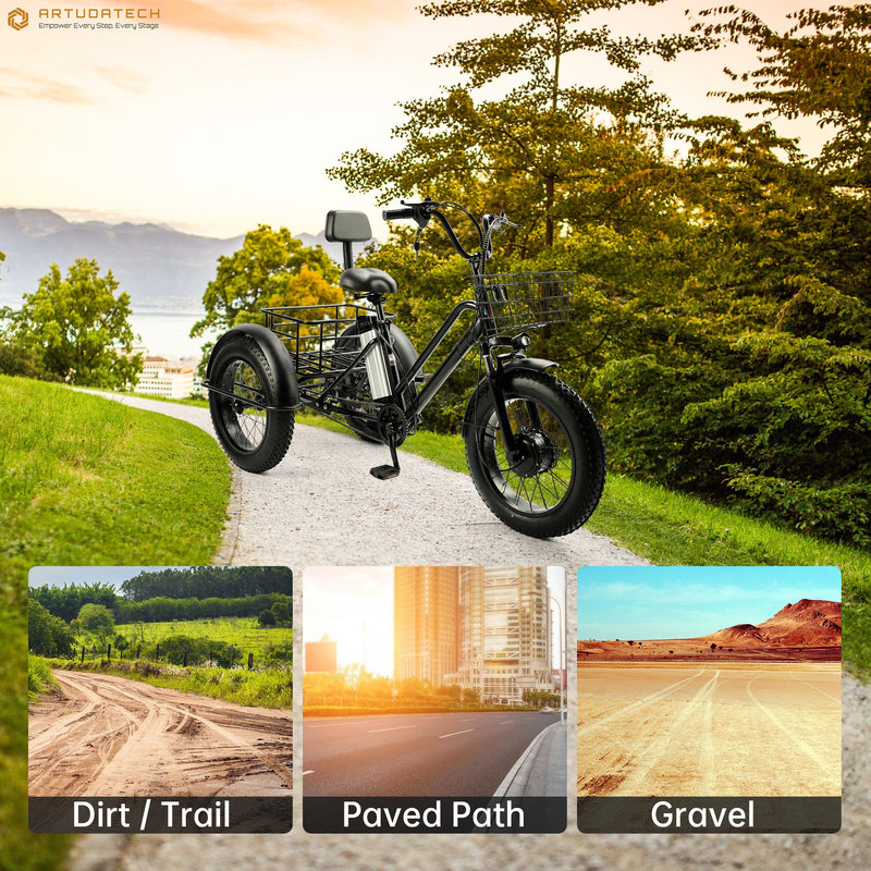 500W 48V 13A Electric Snow Tricycle 3 wheel e-bike 4.0 Fat Tire Tricycle