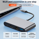 4 in 1 Docking Station TYPE-C to RJ45 100M HDMI USB3.0 PD for MacBook iPad Pro