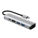 5 in 1 TYPE-C to USB3.0*1+USB2.0*1+PD100W/USB-C Data+HDMI+100M Network Card iPad