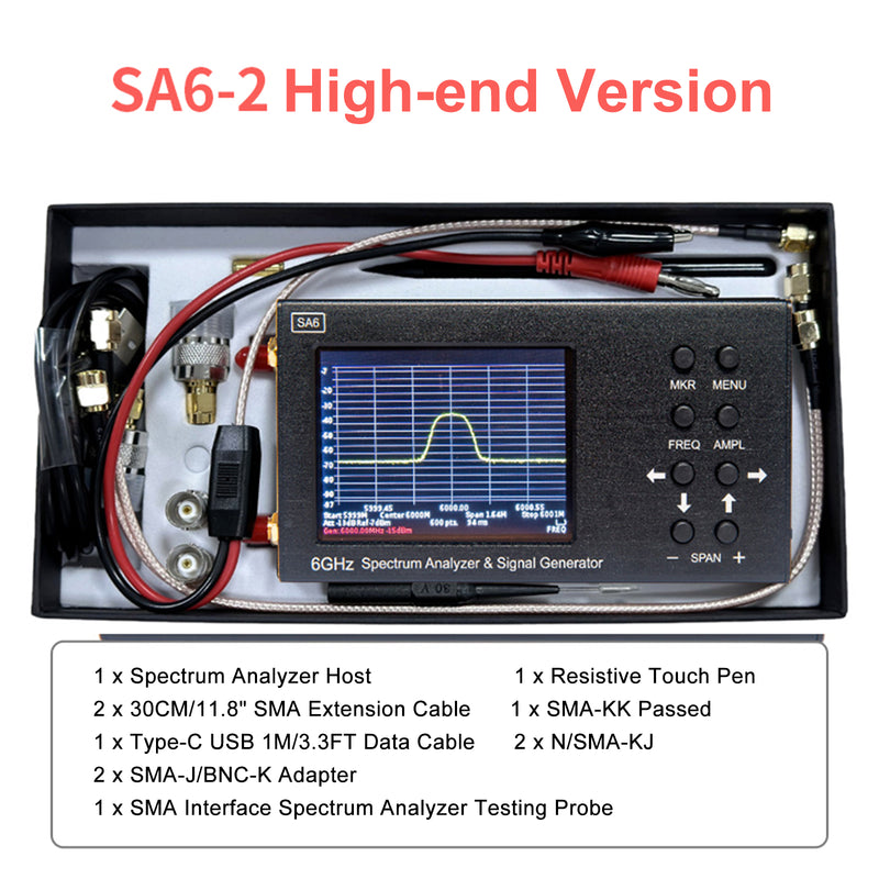 SA6 6GHz Handheld Portable 3.2" Spectrum Analyzer Signal Generator 35-6200MHz