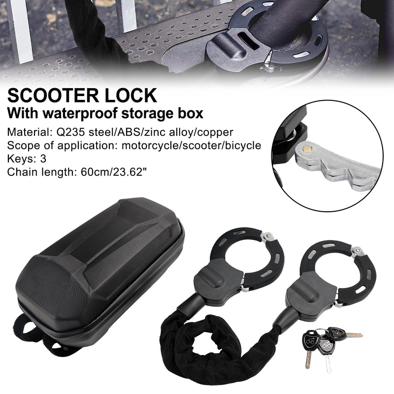 Motorcycle Bike Electric Scooter Lock with Key 60cm Chain Lock Anti Theft W/Bag