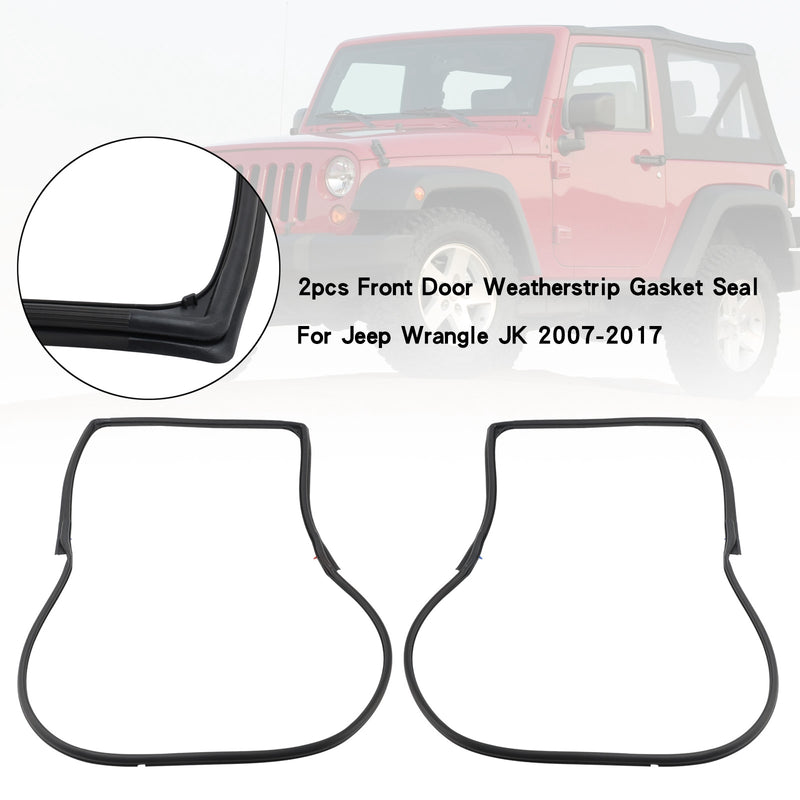 Jeep Wrangle JK 2007-2017 2pcs Front Door Weatherstrip Gasket Seal