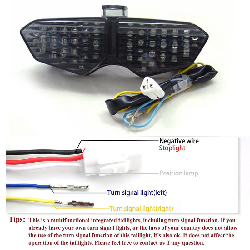 2006-2008 Yamaha YZF R6S Integrated LED TailLight Turn Signals Smoke