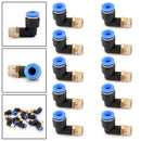 10Pcs Pneumatic 1/4" Tube X 1/8" Npt Male Swivel L Push To Connect Fitting