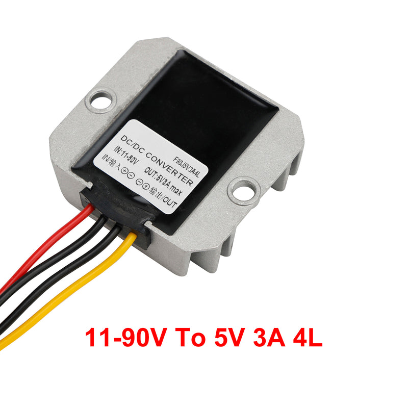 WaterProof 11-90V to 5V 3A 15W Step Down DC/DC Power Converter Regulator