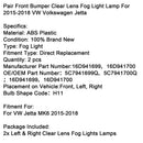 2015-2018 VW Volkswagen Jetta Pair Front Bumper Clear Lens Fog Light Lamp