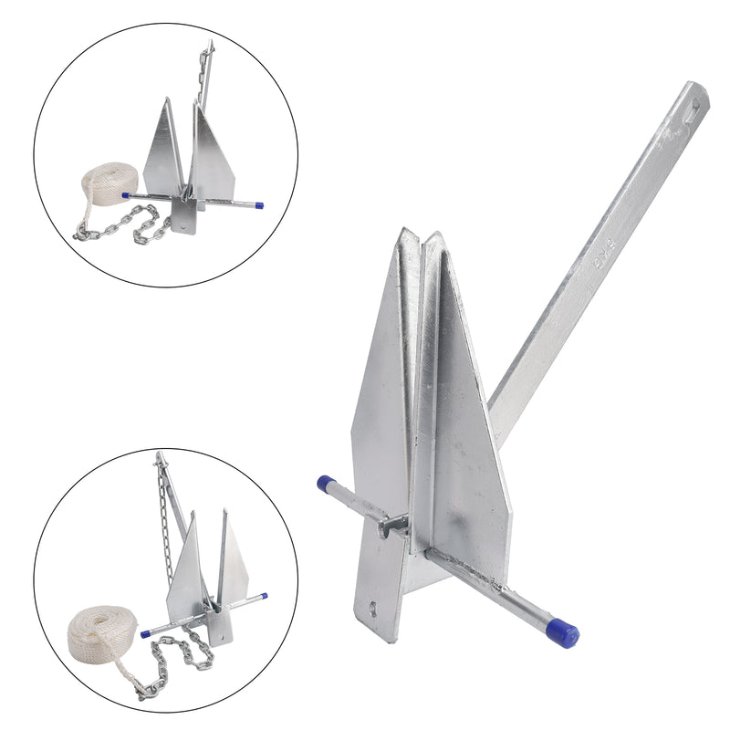 Kit Galvanized Boat Anchor 13Lbs Sliding Anchor & Chain & Rope Silver For Boat