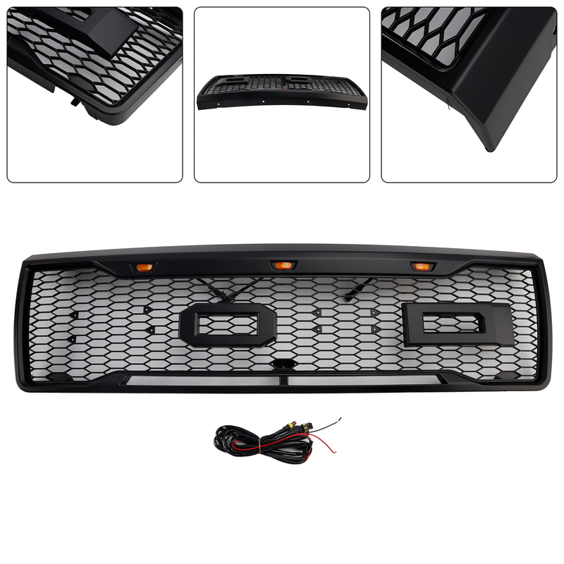 Matte Black Front Honeycomb Bumper Grille Grill Fit Ford F150 1992-1996 W/ Led