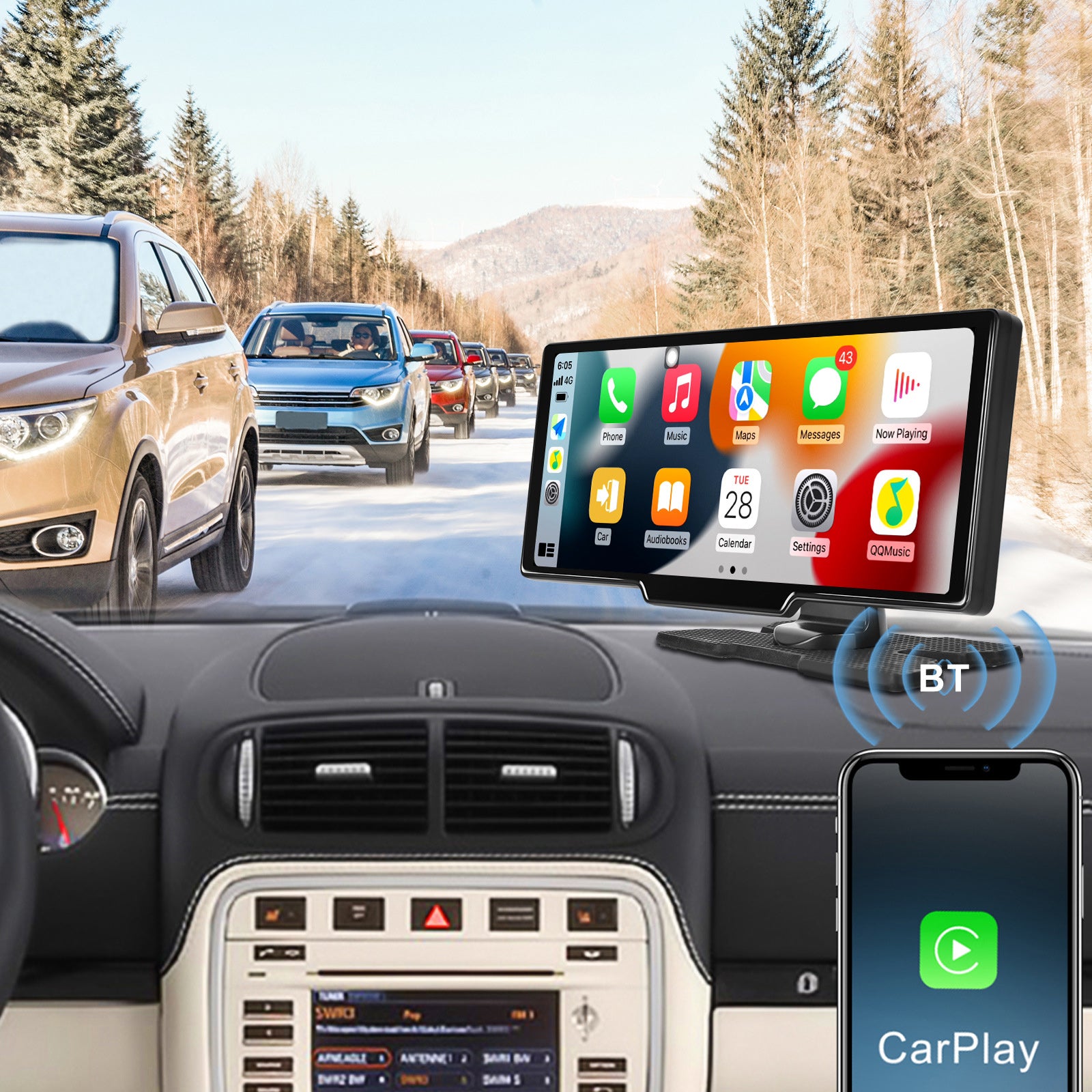 10.26" Portable Bluetooth Car Navigation Carplay Wireless Car Radio