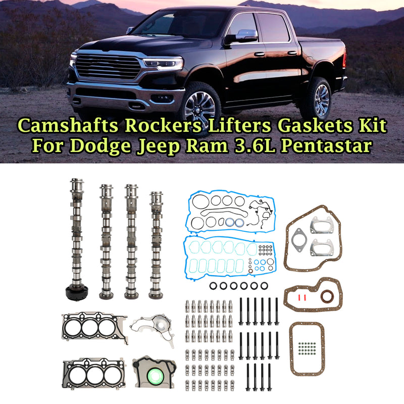 Ram 1500 3.6L V6 2013-2016 Camshafts Rockers Lifters Gaskets Kit 5184380AG 5184378AG 5184296AH 5184332AA 5184595AE
