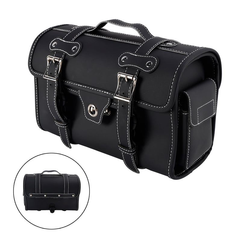 Pu Side Tail Bag Saddlebag Storage Pannier Luggage For Scooter Motorcycle Black
