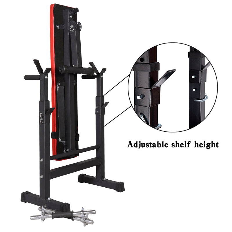 Adjustable Weight Bench Folding Bench Press w/Barbell Rack Pec workout