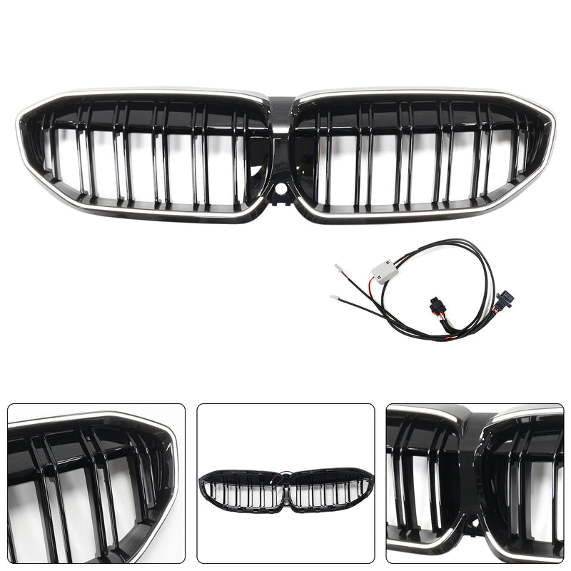 Double Slat Black Kidney Grille 51138072085 Fit BMW 3 Series G20 2019-2022