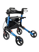 Foldable Rollator Walker with 6 levels of Adjustable Seat 8 Wheels  Compact Folding Design Lightweight Mobility Walking Aid suitable for people of different heights