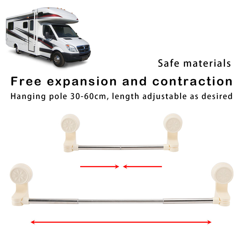 2x RV Shower Corner Storage Bar  Adjustable Stainless Steel Rod 11.8-23.6 inches