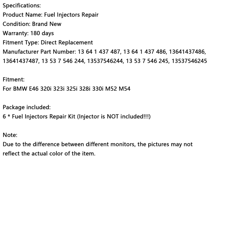 Fuel Injector Repair Kits 13537546244 Fit BMW E46 320i 323i 325i 330i