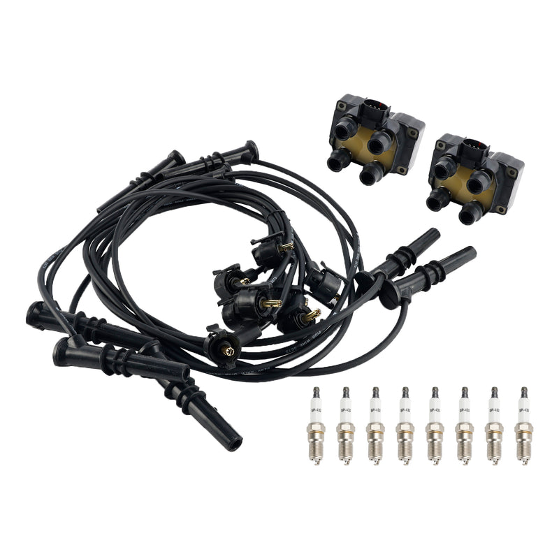 1995-1997 Ford Grand Marquis Lincoln Continental V8 4.6L 2 Ignition Coil Pack 8 Spark Plugs and Wire Set FD487 SP432