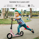 Shock-Absorbing Foldable Commuter Kick Scooter With 12" Large Smooth Rolling Rubber Air Tires Pink/Green/White/Black