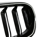Double Slat Front Kidney Grille Fit BMW 5 Series G30 G38 2021-2024 Gloss Black