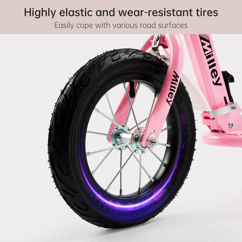 Shock-Absorbing Foldable Commuter Kick Scooter For Adults and Teens With 12" Large Smooth Rolling Rubber Air Tires