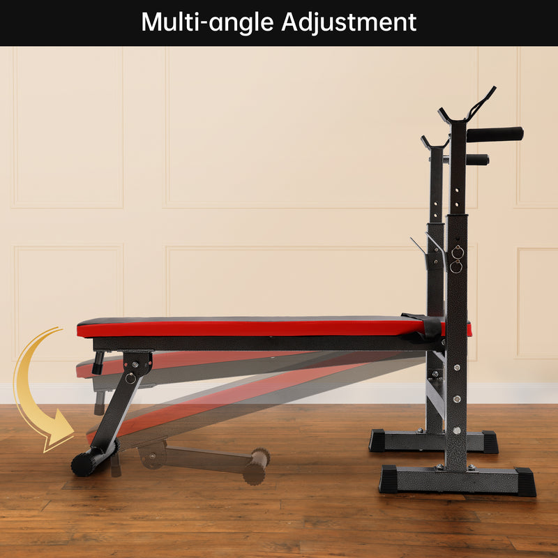 Adjustable Weight Bench Folding Bench Press w/Barbell Rack Pec workout