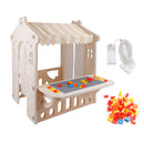 Kid Plastic Outdoor Playhouse With Light Strip And Building Blocks Toddler Toy