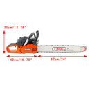 24" 68CC Gasoline Chainsaw Cutting Wood Gas Sawing Crankcase Chain Saw