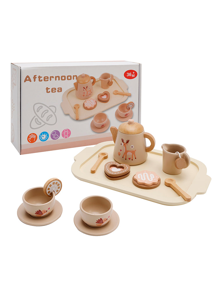 13Pcs Western Kitchen Wooden Tea Sets Play Kitchen Dishes/Tea Set For Kid