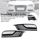 Gloss Black Front Fog Light Grill Covers Fit Audi A3 8V Sedan 2013-2016