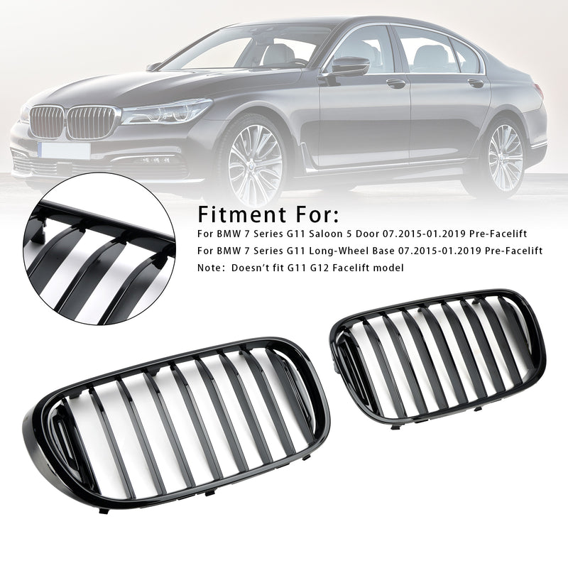 BMW 7-Series G11 G12 740i 750i 2016-2018 Gloss Black Front Kidney Grille