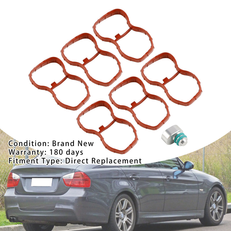 6PCS Intake Manifold Gasket 1167807480 Fit BMW E90-93 F10 F11 F07 X5 X6 N57