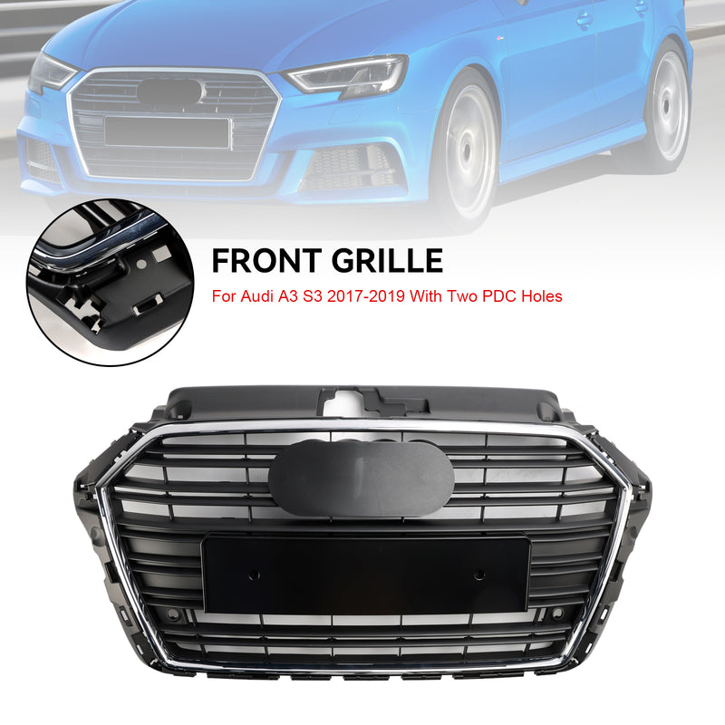 Front Bumper Grille Grill 8V3853651 Fit Audi A3 S3 2017-2019 Chrome 8V3853651B