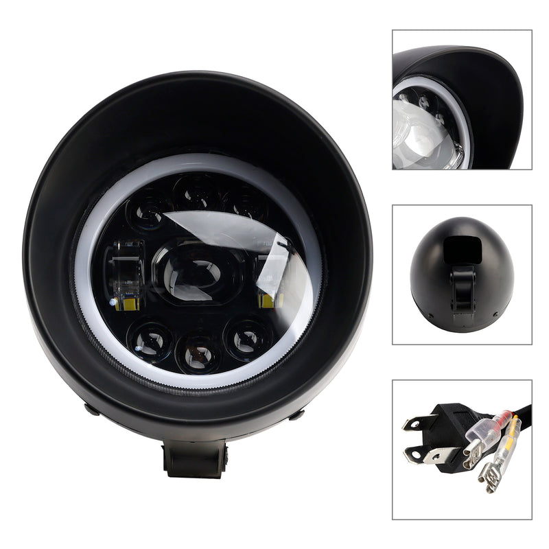 5.75" Headlight Lamp Spotlight Universal 9-Bulbs Fits For Motorcycle Chrome