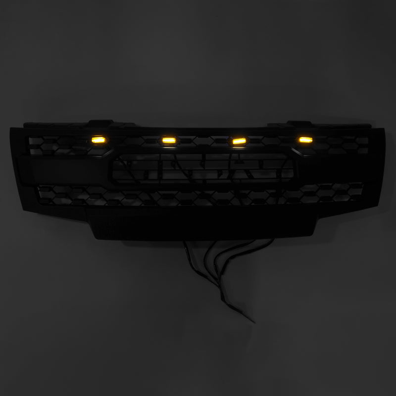 Black Front Bumper Grill Grille Fit Nissan Frontier 2009-2019 W/Led Lights