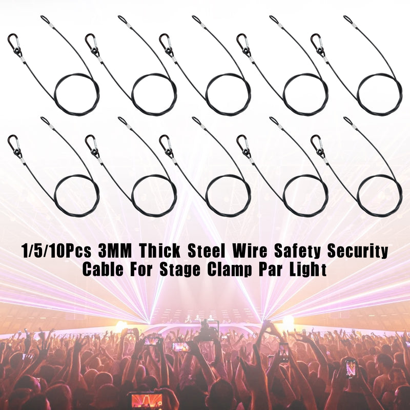1/5/10Pcs 3MM Thick Steel Wire Safety Security Cable For Stage Clamp Par Light