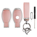 Benz GLC GLK CLS Leather Alloy Aluminum TPU Car Key Pink Case Cover