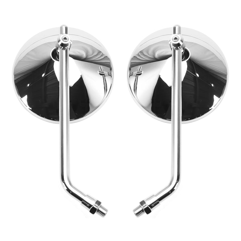 PAIR CHROME 4" ROUND MIRROR 10MM REARVIEW MIRRORS CLASSIC OLD SCHOOL STYLE