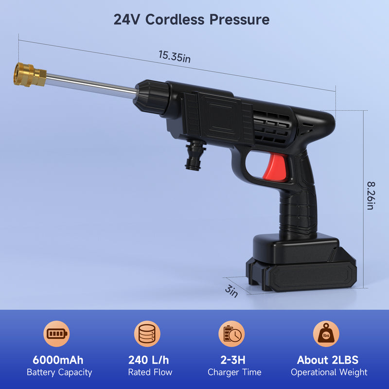 Cordless Portable Electric High Pressure Water Spray Gun Car Washer Cleaner Tool