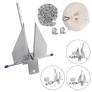 Hot-Dipped Boat Anchor Kit 13Lbs Sliding Anchor & Rope Set Silver Fits For Boat 13lbs