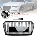 RS7 Style Honeycomb Front Bumper Grill Grille Fit Audi A7 C7 S7 2016-2018 Black