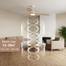Remote Quiet 6 Speeds Black White Modern 52" Pendant Ceiling Fan with Light