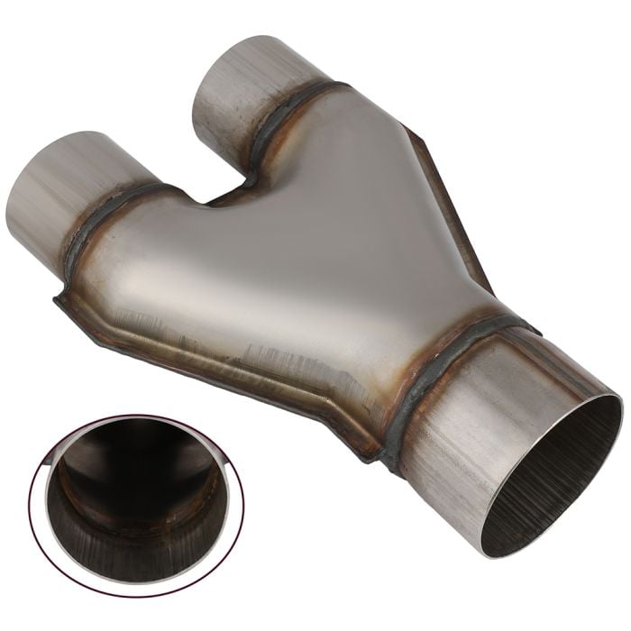 3" Single To 2.25" Dual Y-Pipe Stainless Exhaust Adapter Connector Coupling 10"