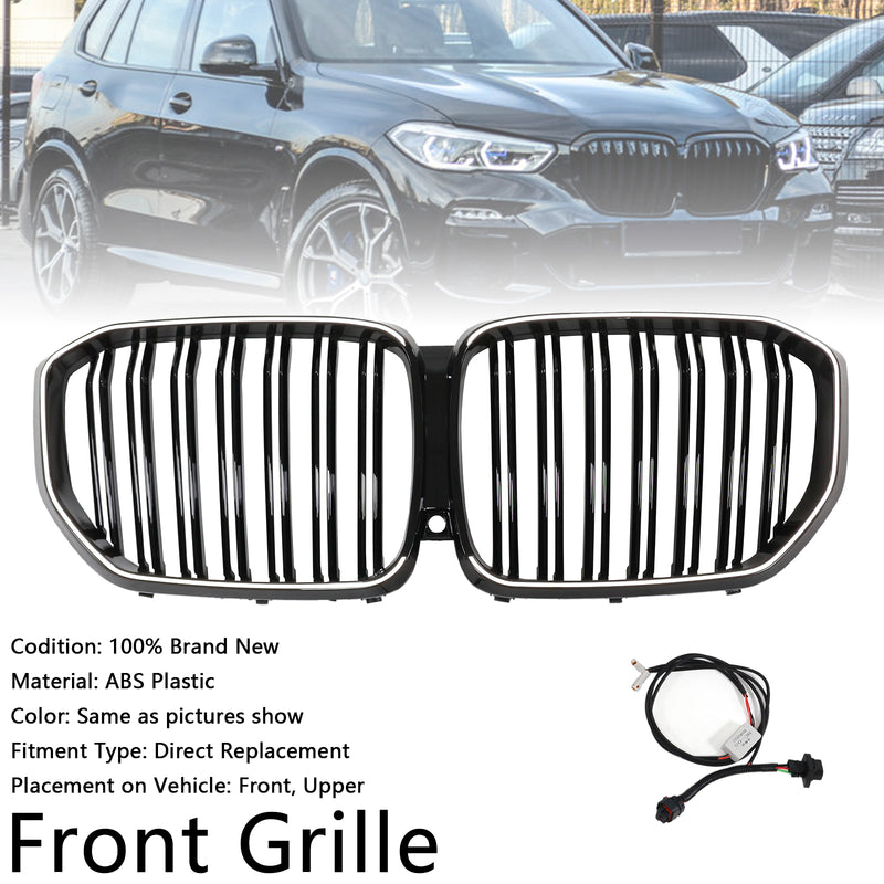 Double Slat Black Front Kidney Grille Fit BMW X5 G05 2019-2022 M-Performance
