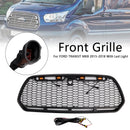 Matt Black Front Bumper Grill Grille Fit Ford Transit MK8 2015-2018 Raptor w/LED
