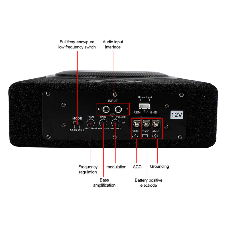 8" Car Subwoofer Under-Seat 800W Amplifier Speaker Audio Sub Woofer Slim Box AU