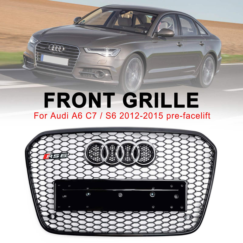 Audi A6 C7 S6 2012-2015 RS6 Style Honeycomb Front Bumper Grille Grill